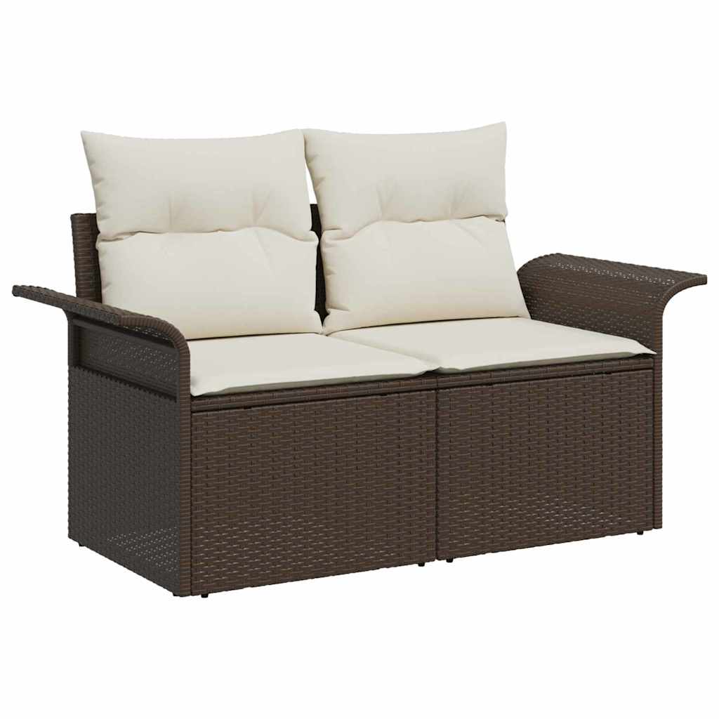 Gartensofa mit Kissen Braun 141 x 62 x 69cm Poly-Rattan